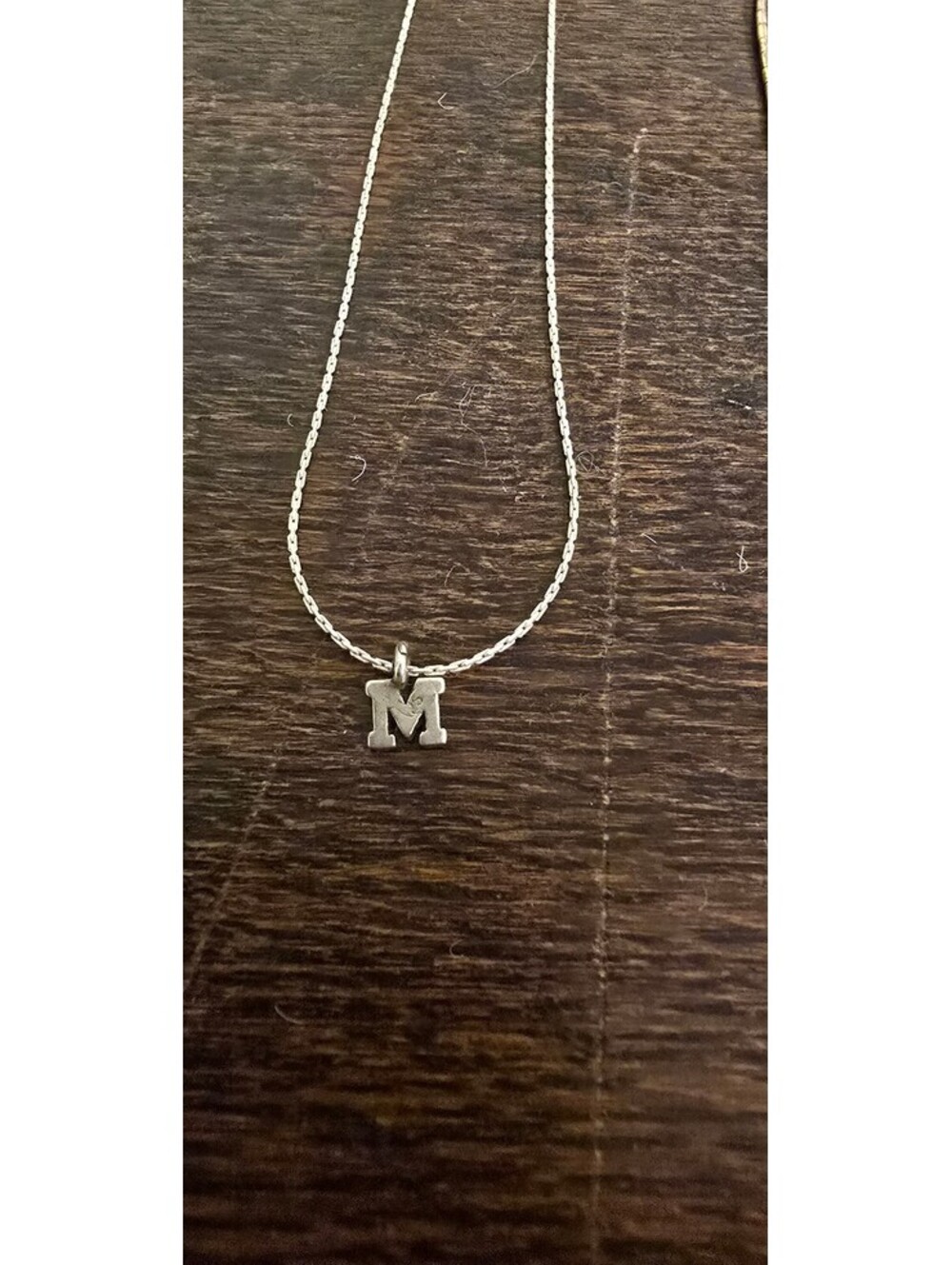 925 Sterling Silver Clasp Dainty M Initial Pendant Necklace 23"